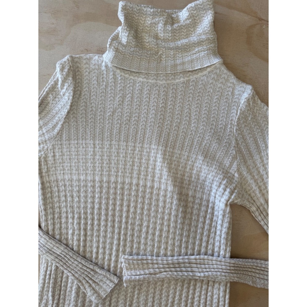 Free People Cream Ribbed Turtleneck Mini Dress XS Soft Girl Cozy Chic coquette - Picture 6 of 8